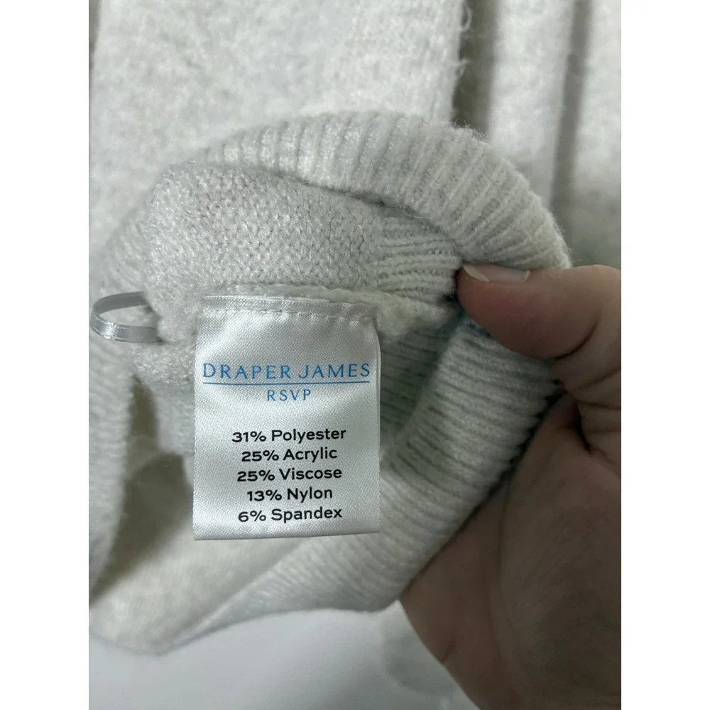 Draper James RSVP Gray Jewel Pearl Balloon Sleeve Crewneck Knit Sweater Sz Large